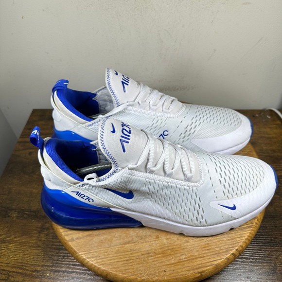 Nike Air Max 270 White Hyper Blue Running Shoes Sneakers Mens Size 15 DH0268-100 - Picture 1 of 8